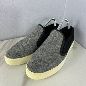 Vince Shoes Womens 10 M Slip On Grey Wool Black Suede Leather Interior Urban Men